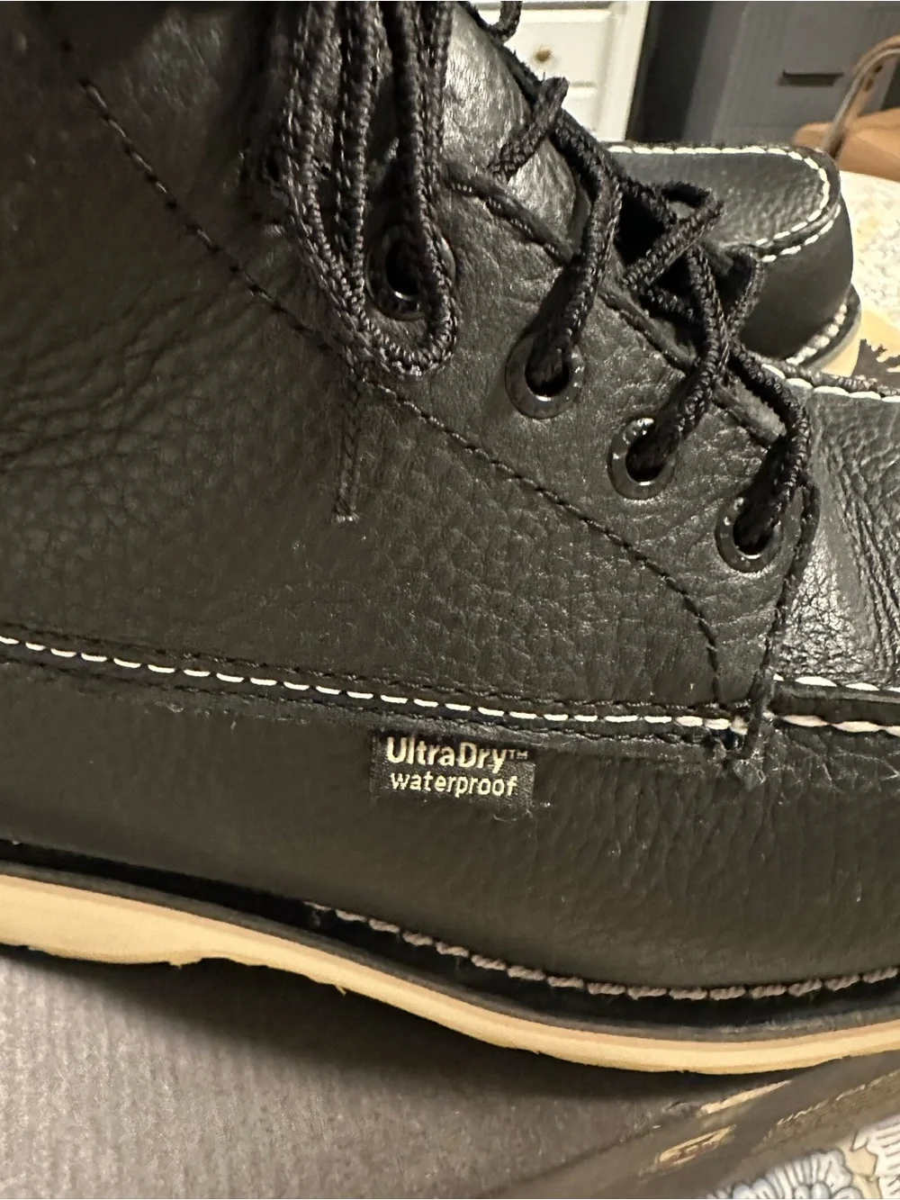 Irish Setter Black Leather Moc Toe Lace-Up Work Boots7” wingshooter